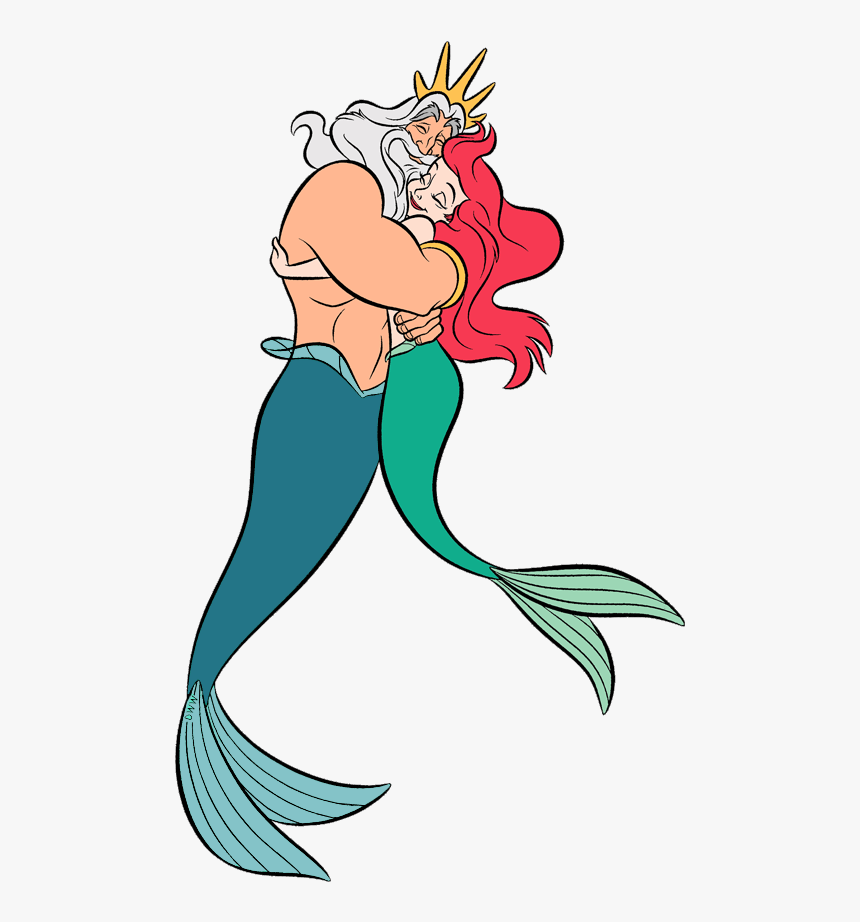 King Triton Clip Art Disney Clip Art Galore Eric Text - Ariel Hugging King Triton, HD Png Download, Free Download