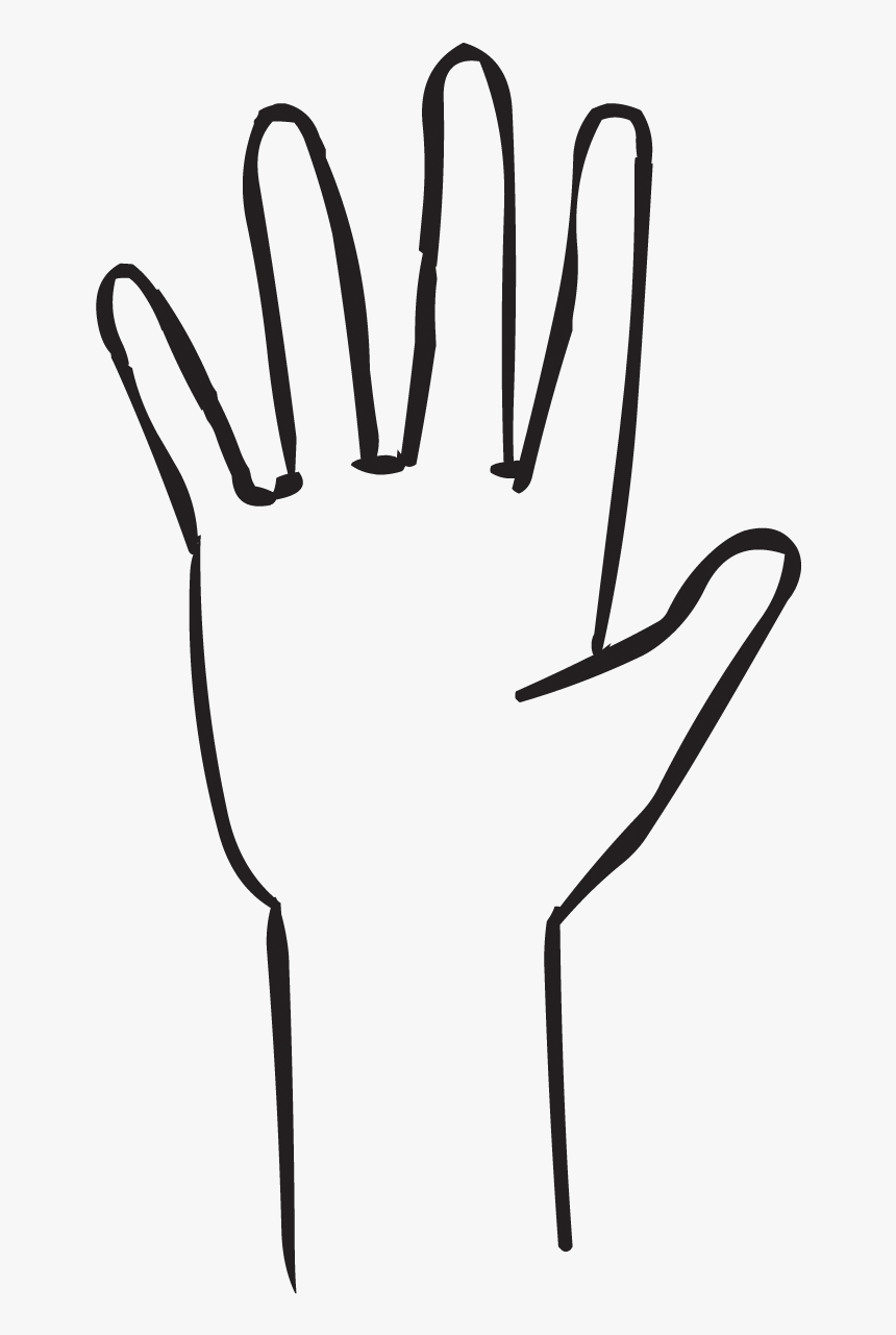 One Hand With Outstretched Fingers, As Seen In Fist - Clipart Black White Five Fingers, HD Png Download, Free Download