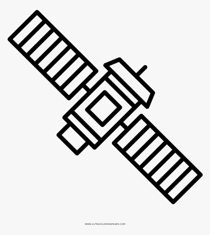 Satellite Coloring Page - Artificial Satellite Outline, HD Png Download, Free Download