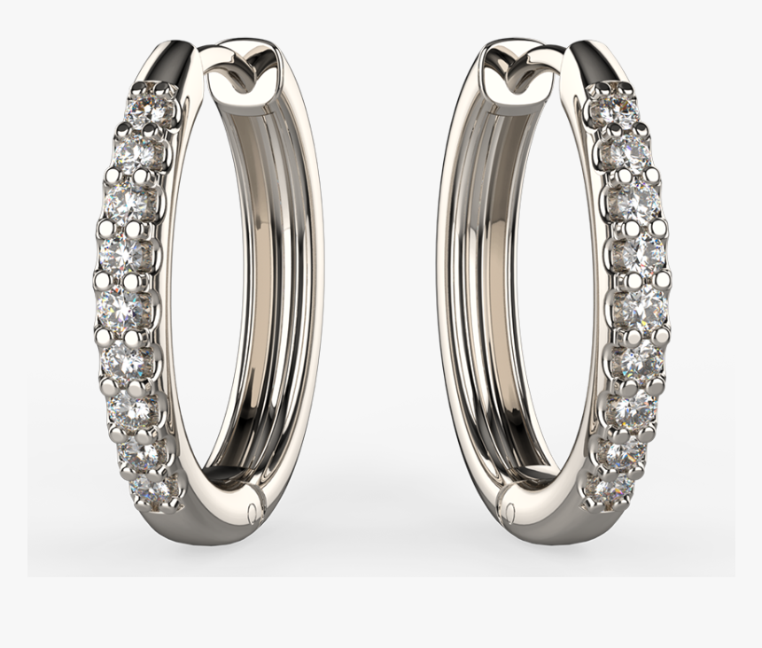White Gold Classic Hoop Diamond Earrings - Diamond Earrings White Gold Australia, HD Png Download, Free Download