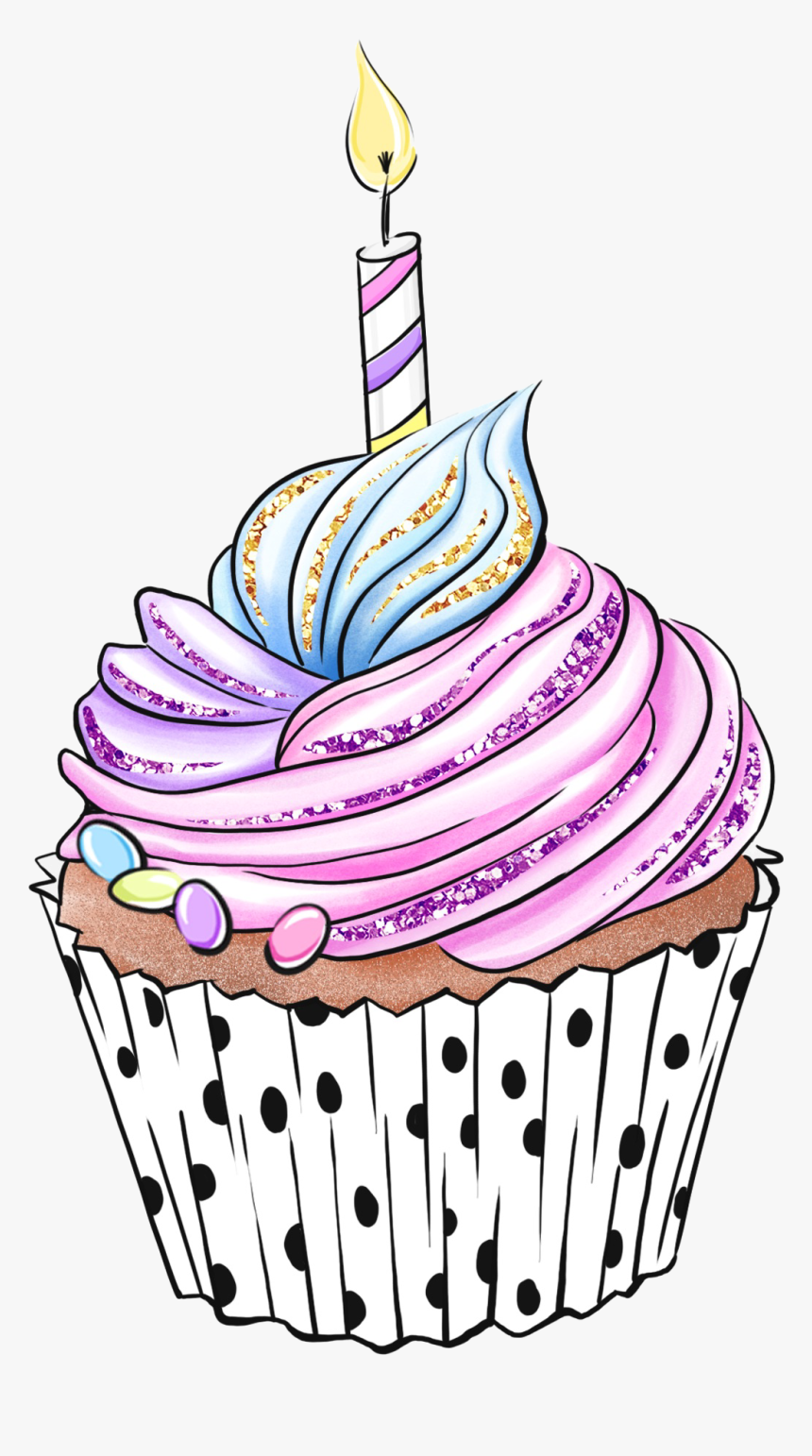 #cupcake #cake #candle #birthdaycake #birthday #celebration - Cupcake Illustrations, HD Png Download, Free Download