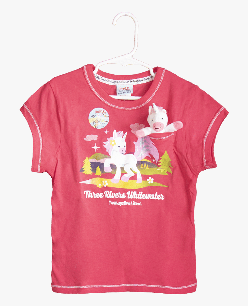 Pocket Unicorn Youth T-shirt Pink - Active Shirt, HD Png Download, Free Download