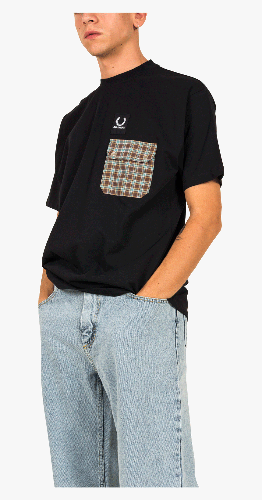 Raf Simons Pocket Detail T-shirt Sm4103 - Plaid, HD Png Download, Free Download