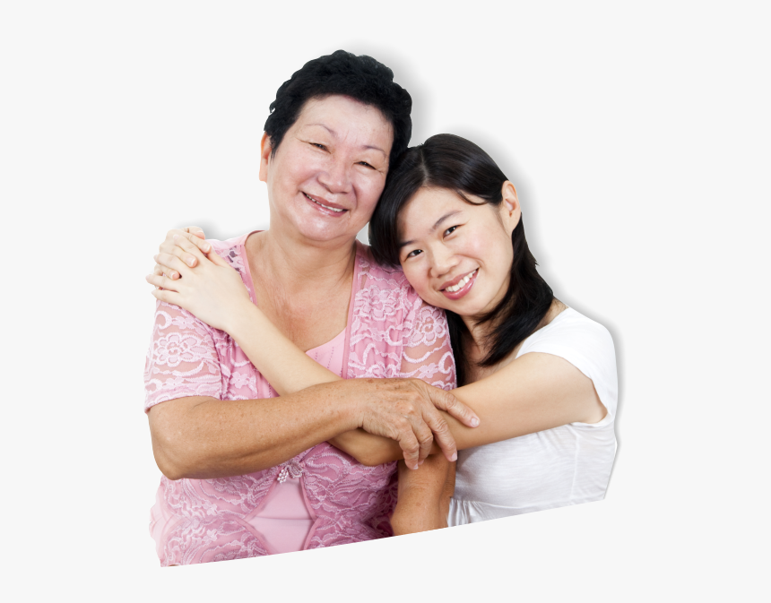 Hugging Elderly Mother Png - Asian Senior Png, Transparent Png, Free Download