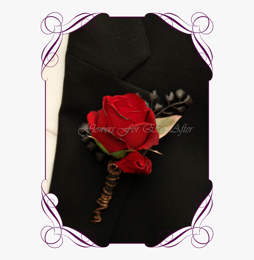 Silk Artificial Dark Moody Red, And Black Mens Button - Wedding Protea Boutonniere, HD Png Download, Free Download