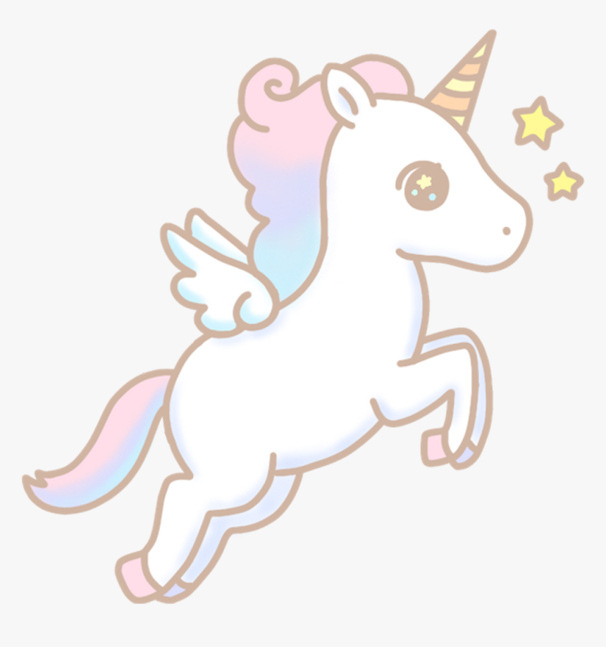 Unicorn Star Watercolor Cute Colorful Kawaii Handpainte - Cartoon, HD Png Download, Free Download