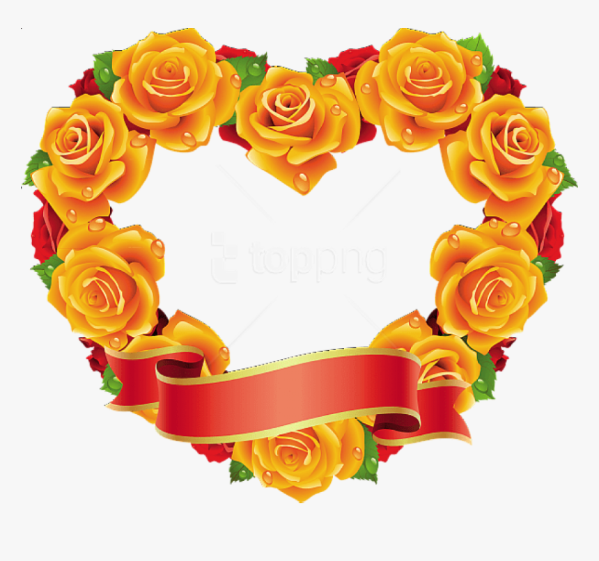 Free Png Yellow And Red Roses Heart Transparent Frame - Rose Heart Frame Png, Png Download, Free Download