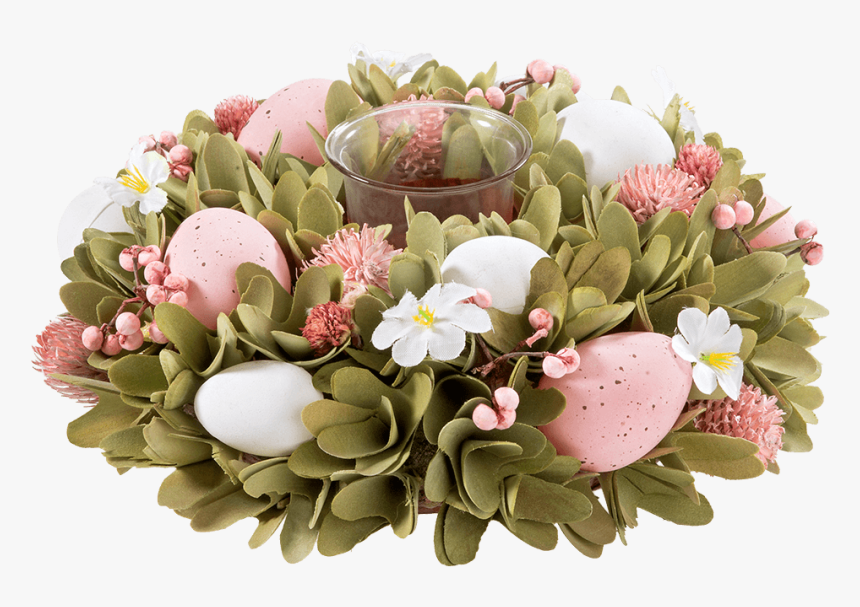 Easter Wreath In Rose And White With Candle - Bouquet, HD Png Download, Free Download