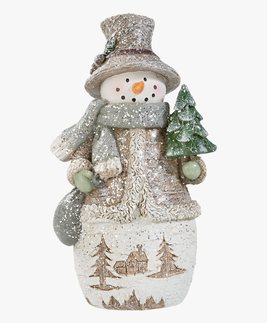 Snowman With Top Hat And Tree - Figurine, HD Png Download, Free Download