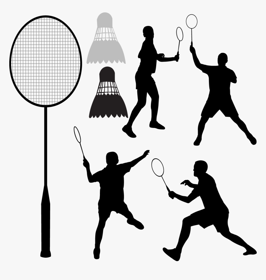 Badmintonracket Shuttlecock Clip Art - Silhouette Badminton Player Png, Transparent Png, Free Download