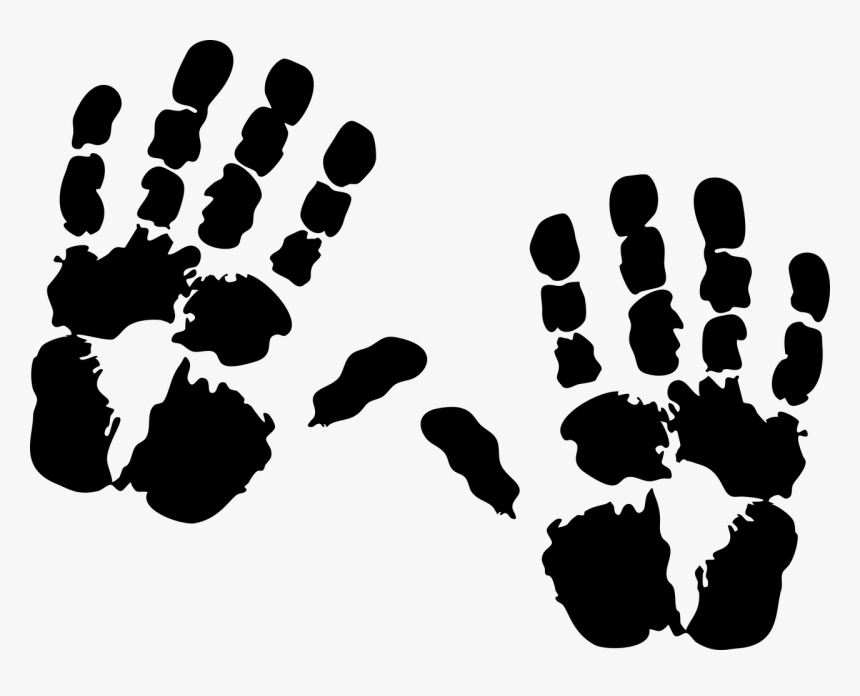 Handprint Crime Criminal Free Photo - Silhouette Hand Print Clip Art Black And White, HD Png Download, Free Download