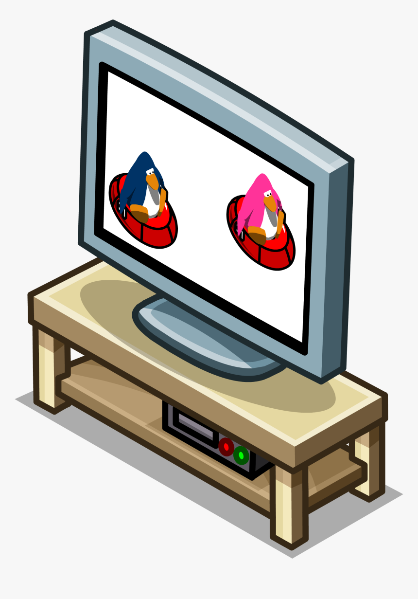 Club Penguin Wiki - Tv And On Stand Cartoon, HD Png Download, Free Download