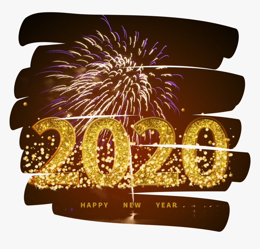 #happynewyear #2020 #glitter #gold #fireworks #night - Fireworks, HD Png Download, Free Download