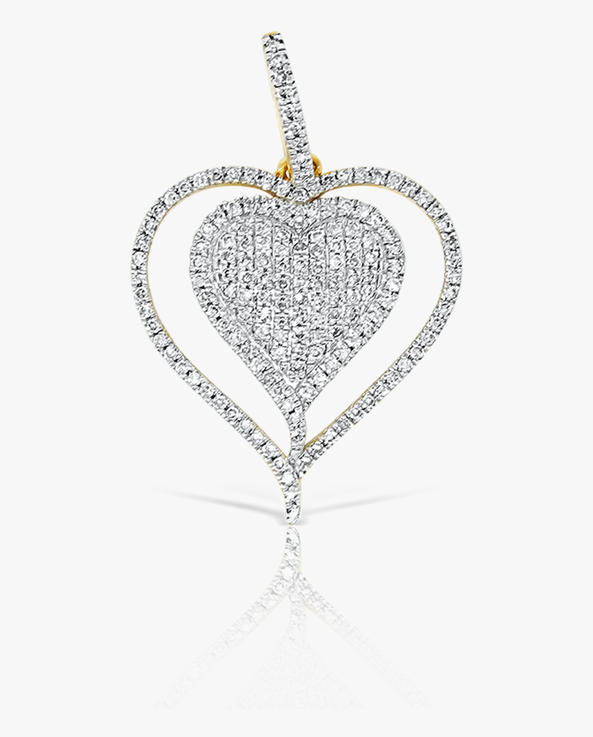 10k Gold Ladies Double Heart With Chain - Locket, HD Png Download, Free Download