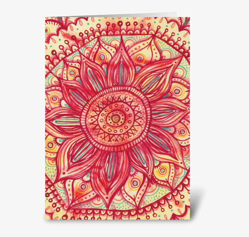 Sunflower Mandala Greeting Card - Motif, HD Png Download, Free Download