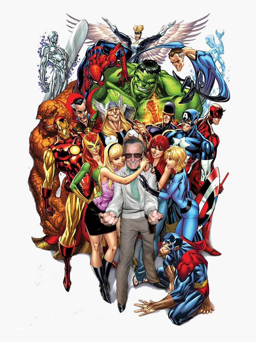 Stan Lee And All His Characters, HD Png Download, Free Download