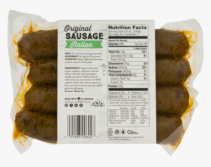 Vegan Italian Sausage Tofurky, HD Png Download, Free Download