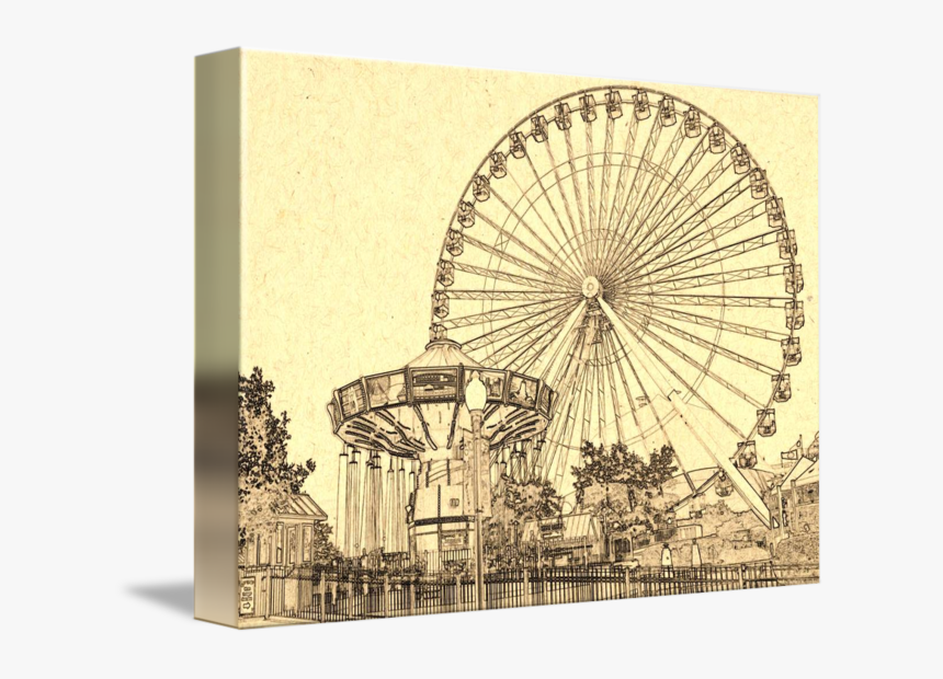 Navy Pier Ferris Wheel Drawing, HD Png Download, Free Download