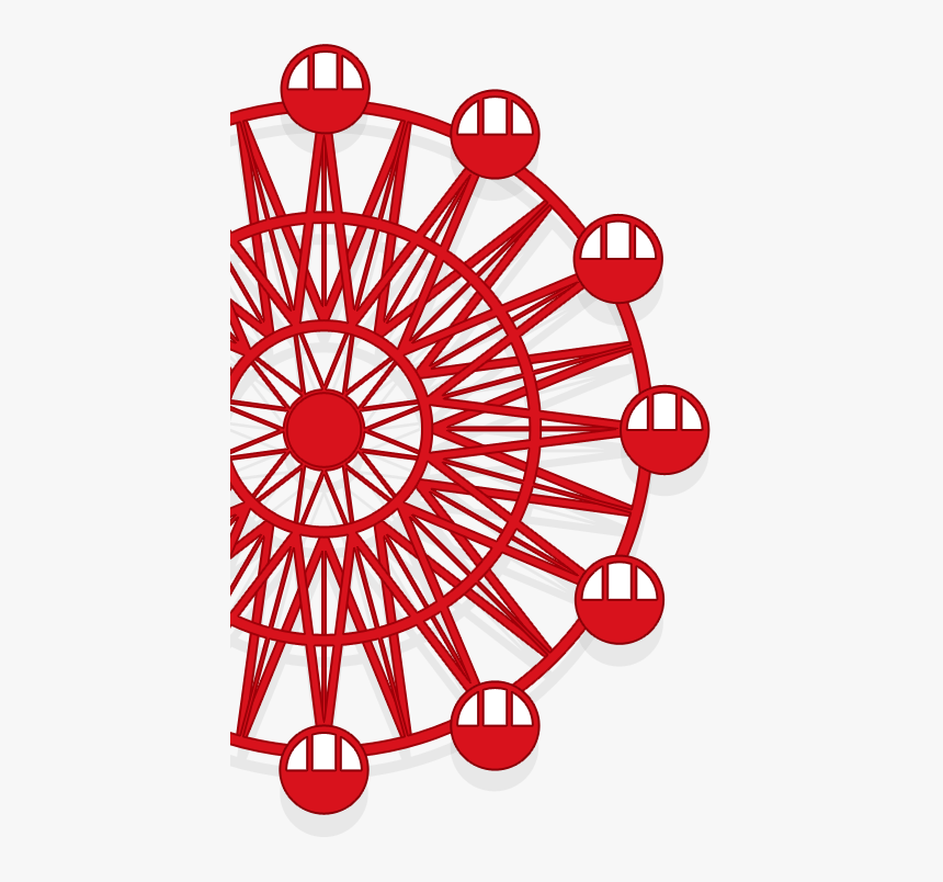 Red Clipart Ferris Wheel - Hep Five Ferris Wheel Design, HD Png Download, Free Download