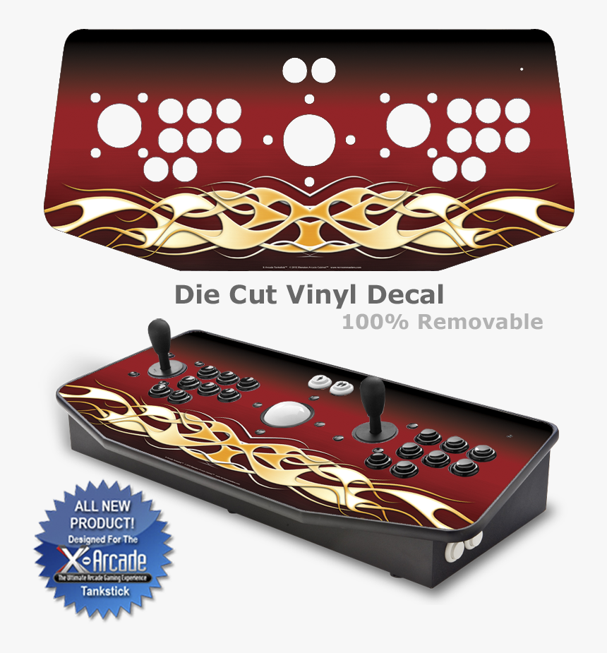 Gold Flames X-arcade Tankstick Graphic Overlay - X Arcade Tankstick Art, HD Png Download, Free Download