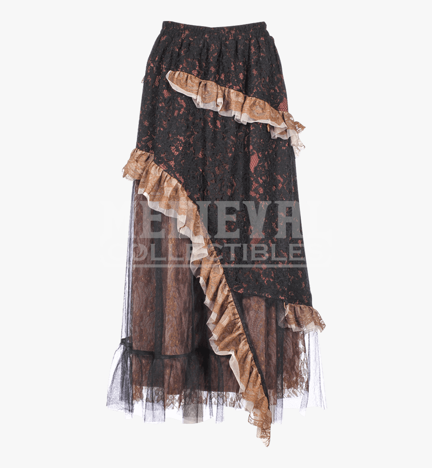 Gathered Lace And Ruffles Steampunk Skirt - Skirt, HD Png Download, Free Download
