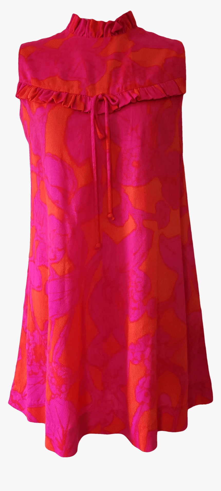 Pink And Orange Floral Shift Dress With Ruffles By - Ruffle, HD Png Download, Free Download