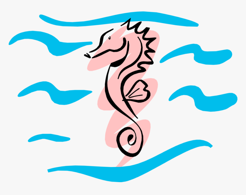 Vector Illustration Of Pink Hippocampus Genus Seahorse - Sea Horse Clip Art, HD Png Download, Free Download