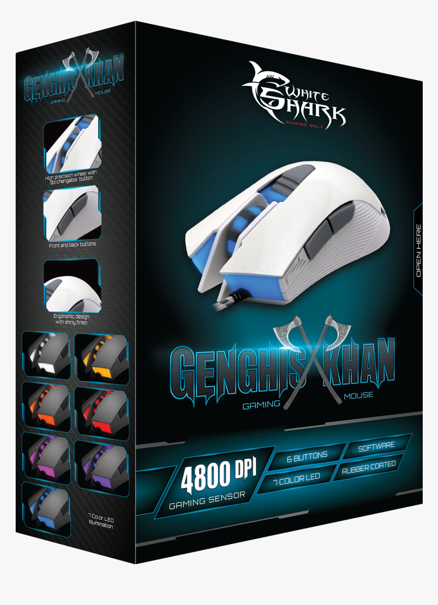 White Shark Mouse Gm 1603 Genghis Khan White / 4800 - White Shark Gaming Only Genghis Kan White, HD Png Download, Free Download