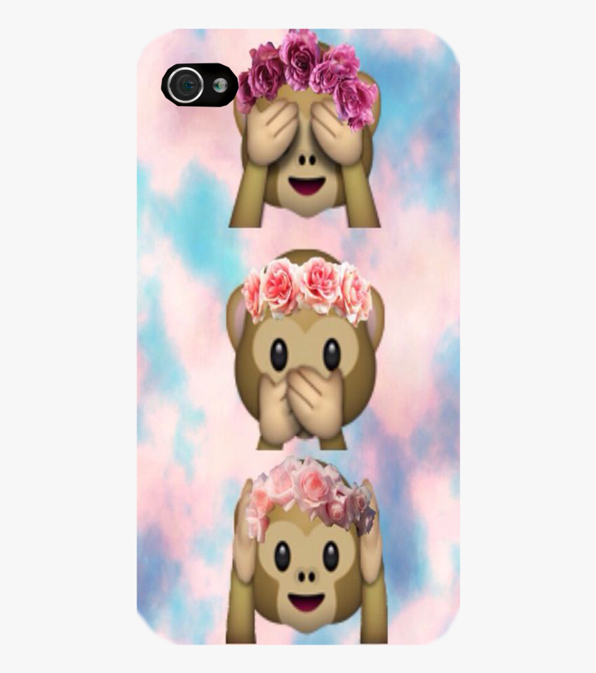 Emoji 3 Monkeys Tie Dye Iphone, Ipod Or Galaxy Case - Emoji Aapje Met Bloemenkrans, HD Png Download, Free Download