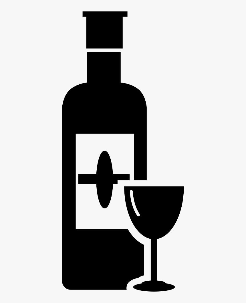 Wine Bottle With Goblet Variant - Botella Y Copa De Vino En Dibujo, HD Png Download, Free Download