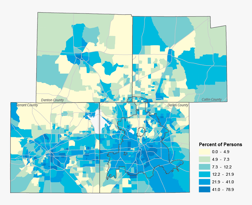 Poverty By Census Tract, 2014, Collin, Dallas, Denton,, HD Png Download, Free Download