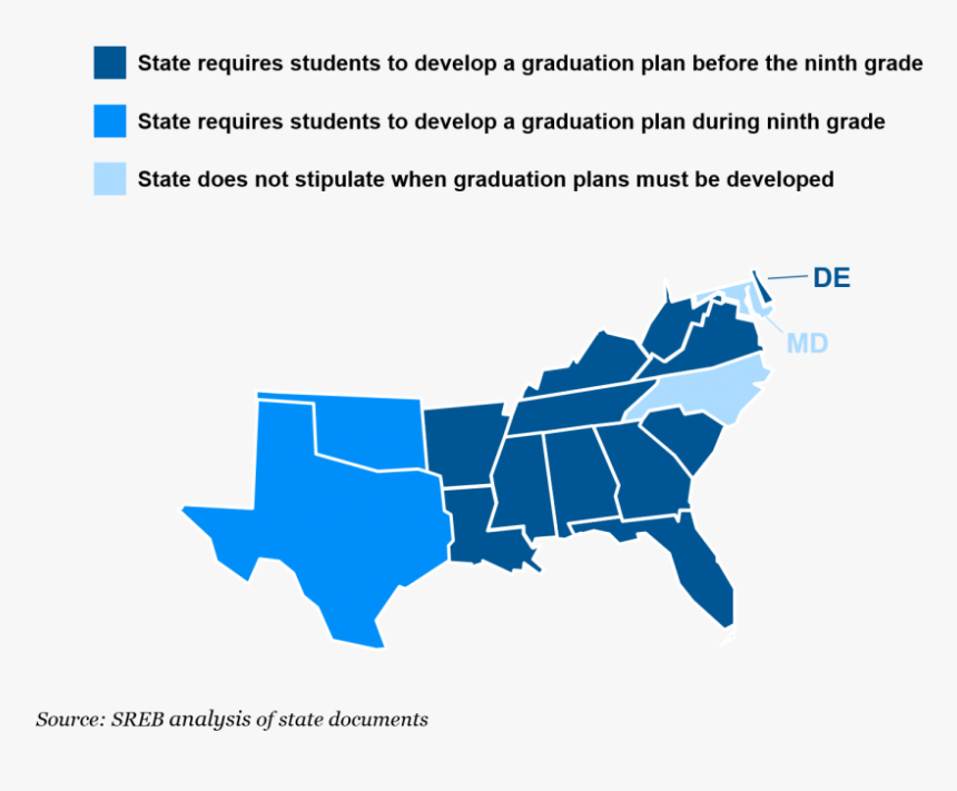 This Map Shows When States Require To Develop High - Southern Region, HD Png Download, Free Download