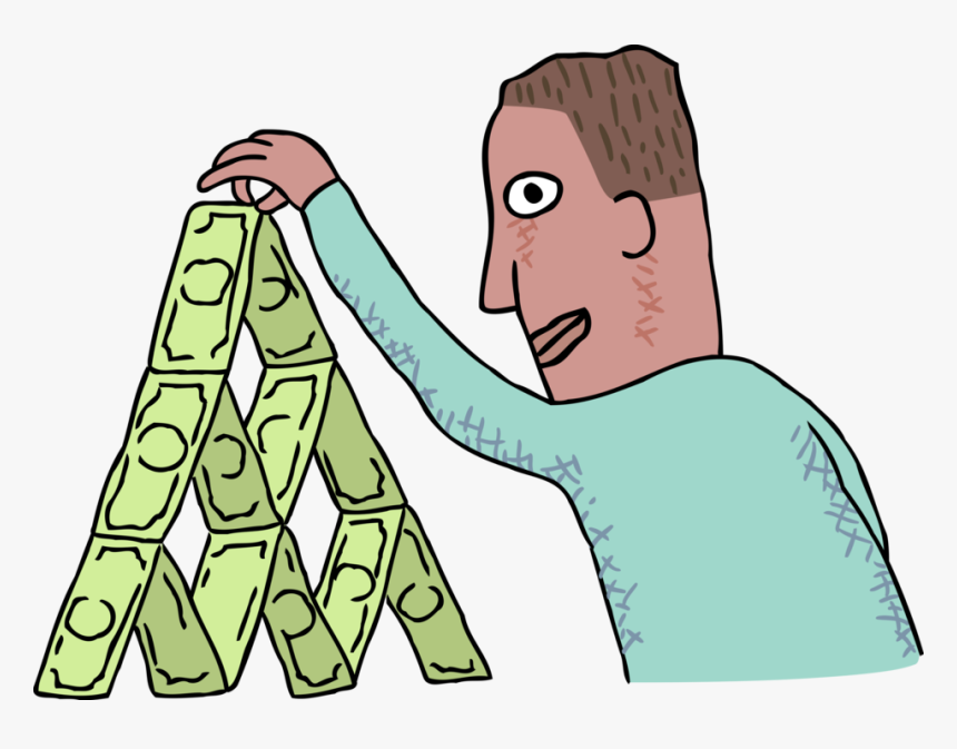 Vector Illustration Of Man Stacking Dollar Bills In - Illustration, HD Png Download, Free Download