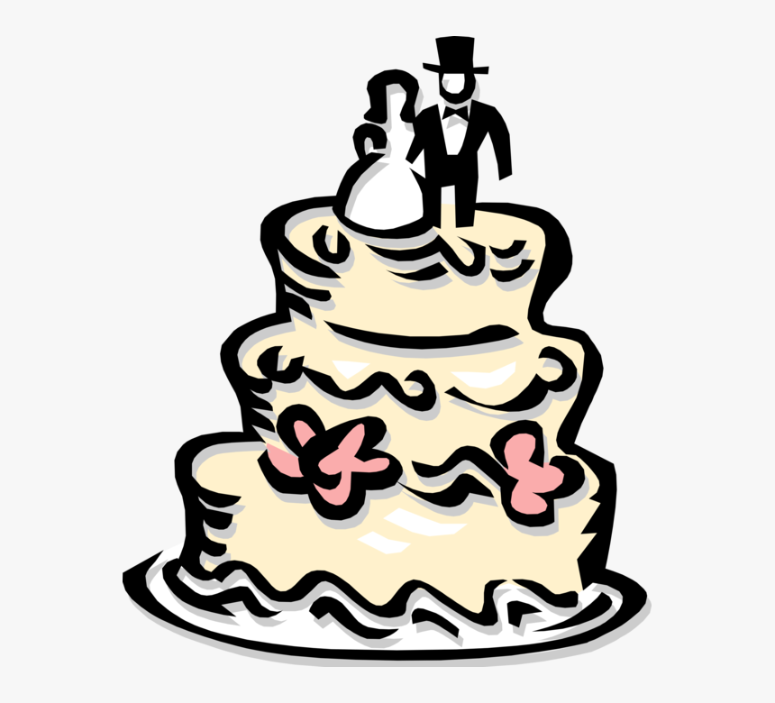 Vector Illustration Of Wedding Cake Traditional Cake - Transparent Background Wedding Cake Clipart, HD Png Download, Free Download