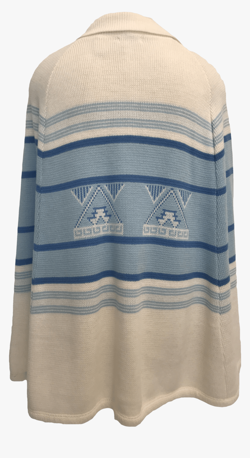 70"s Blue And White Striped Knit Button Up Poncho, HD Png Download, Free Download