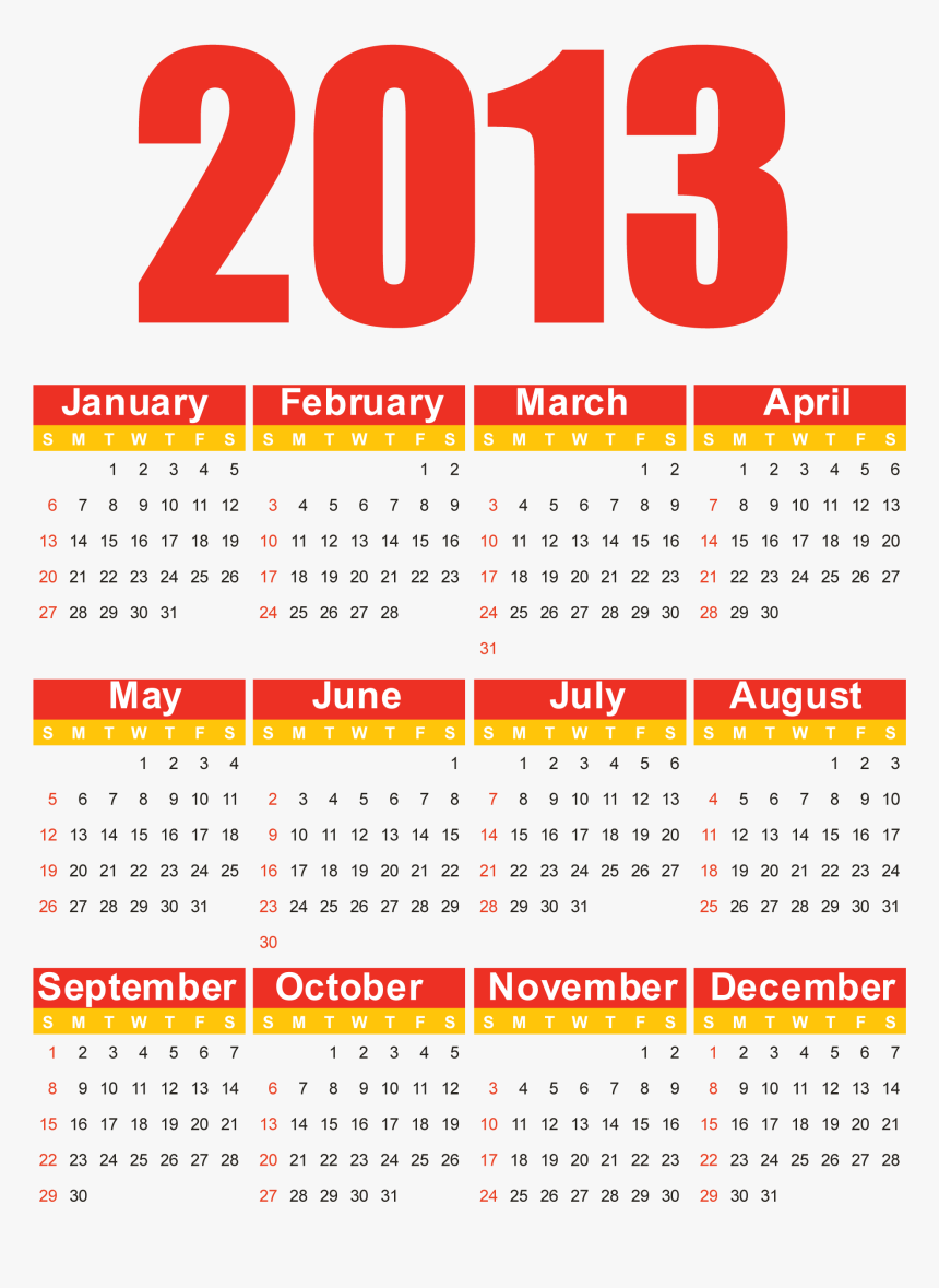 Free Vector 2013 Free Vector Calendar - Calendar, HD Png Download, Free Download