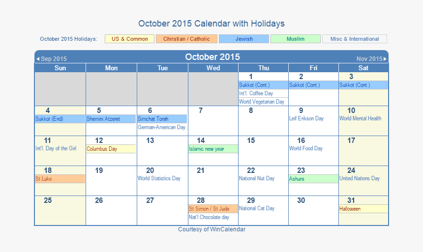 October 2015 Printable Calendar With Us Holidays Including - September 2021 Calendar With Holidays, HD Png Download, Free Download