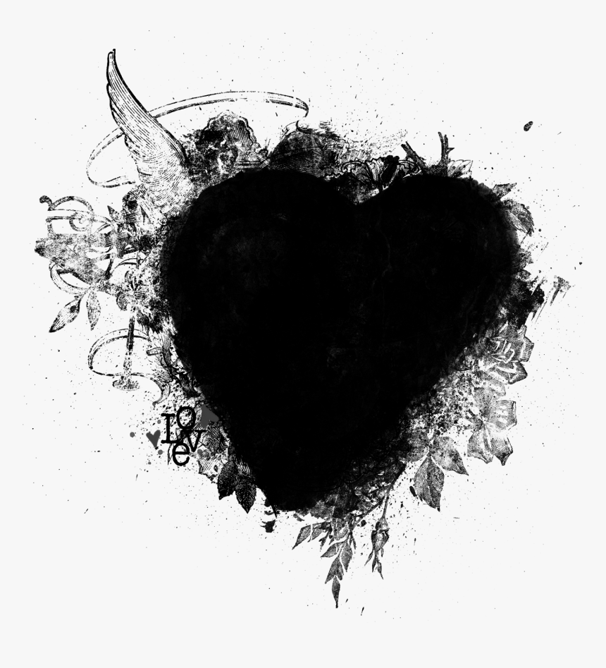 Black Heart Papers, Labels, Frames Or Free Wedding - Кисти Для Фотошопа, HD Png Download, Free Download