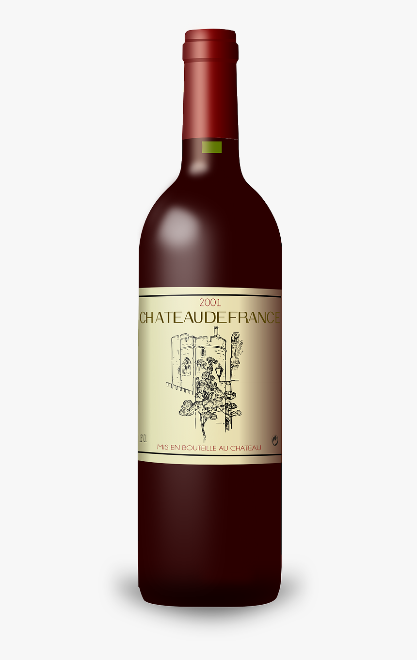 The Bordeaux Wine Bottle Shape Is Straight With High - Bottle Of Wine Png, Transparent Png, Free Download
