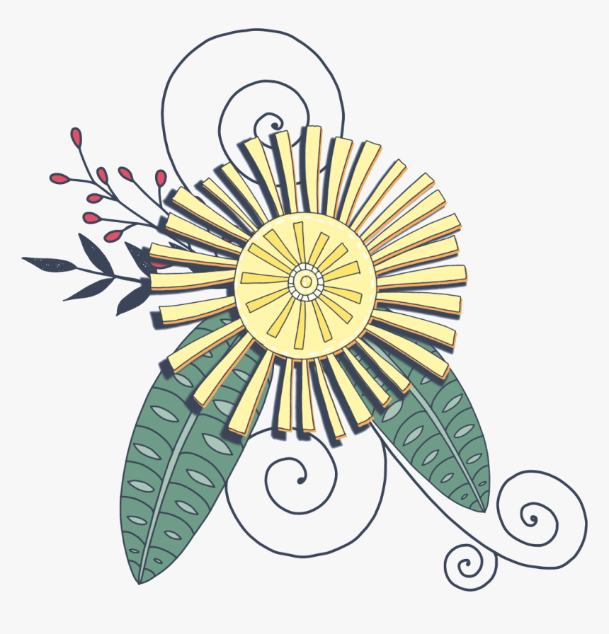 Hand Painted Yellow Linear Flower Png Transparent Clipart - Illustration, Png Download, Free Download