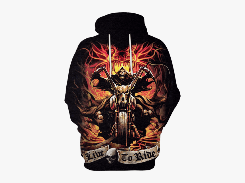 Gearhuman 3d Halloween Skull Society Hoodies - Grim Reaper Motorcycle Png, Transparent Png, Free Download