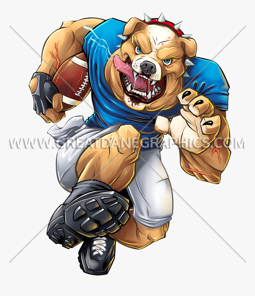 Bulldog Cartoon Muscle Png - Cartoon Dog Football Player, Transparent Png, Free Download