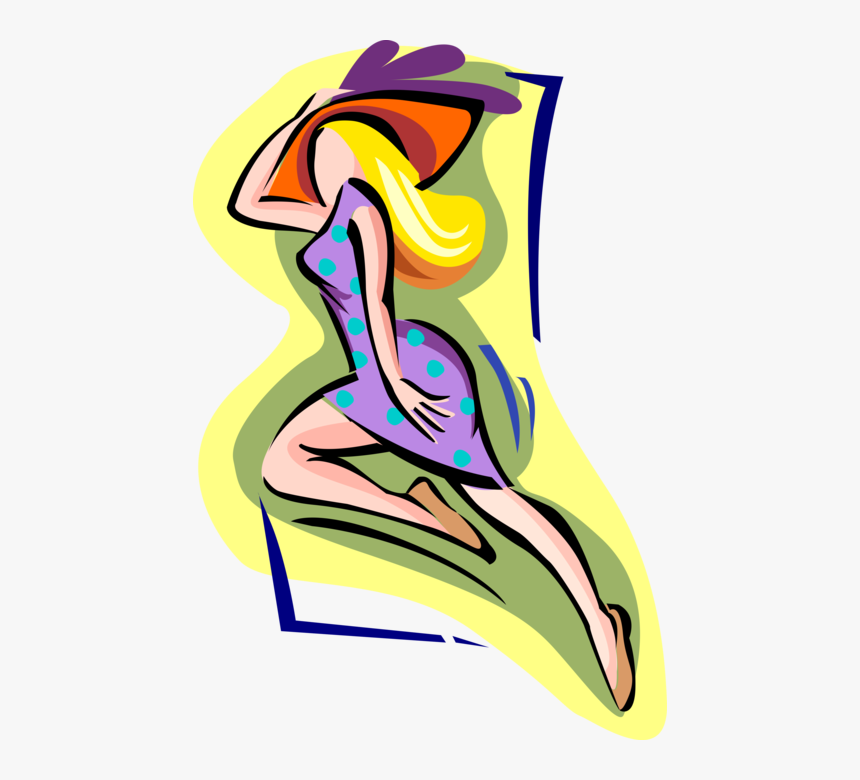 Vector Illustration Of Female Blonde Dancer Leaping, HD Png Download ...