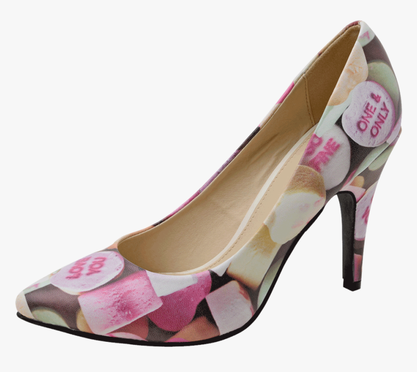 Candy Hearts Pattern Vegan Pointed Diana Heel - Shoe, HD Png Download, Free Download