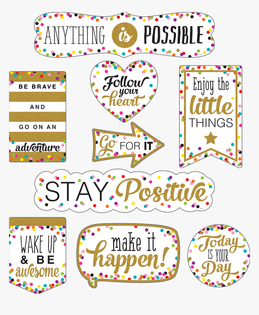 Confetti Positive Sayings Accents - Confetti Decorations For Classroom, HD Png Download, Free Download