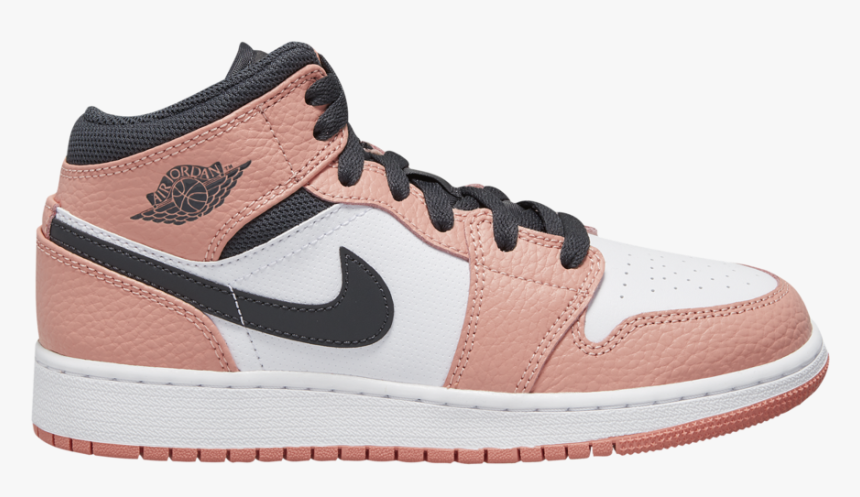 Air Jordan 1 Mid Gs Pink Quartz 555112-602 Release - Air Jordan Mid Gs Quartz, HD Png Download, Free Download