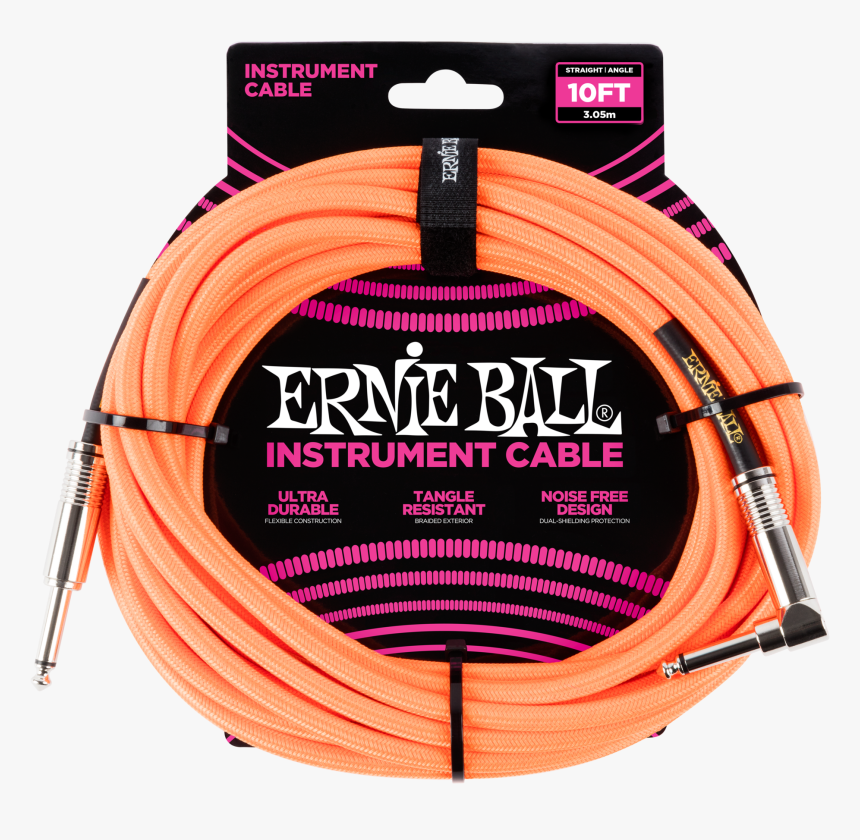 Ernie Ball 6079 10ft Neon Orange Instrument Cable", HD Png Download, Free Download