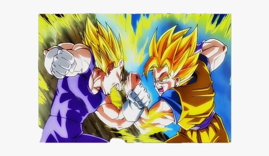 Wall Art - Goku Vs Vegeta Saga Majin Buu, HD Png Download, Free Download