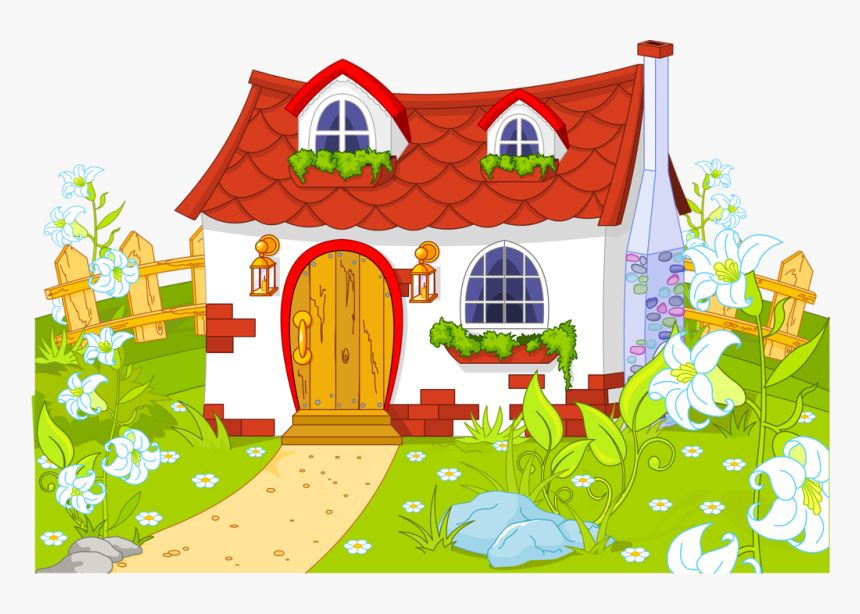 Transparent House Clip Art - House With Garden Clipart, HD Png Download, Free Download