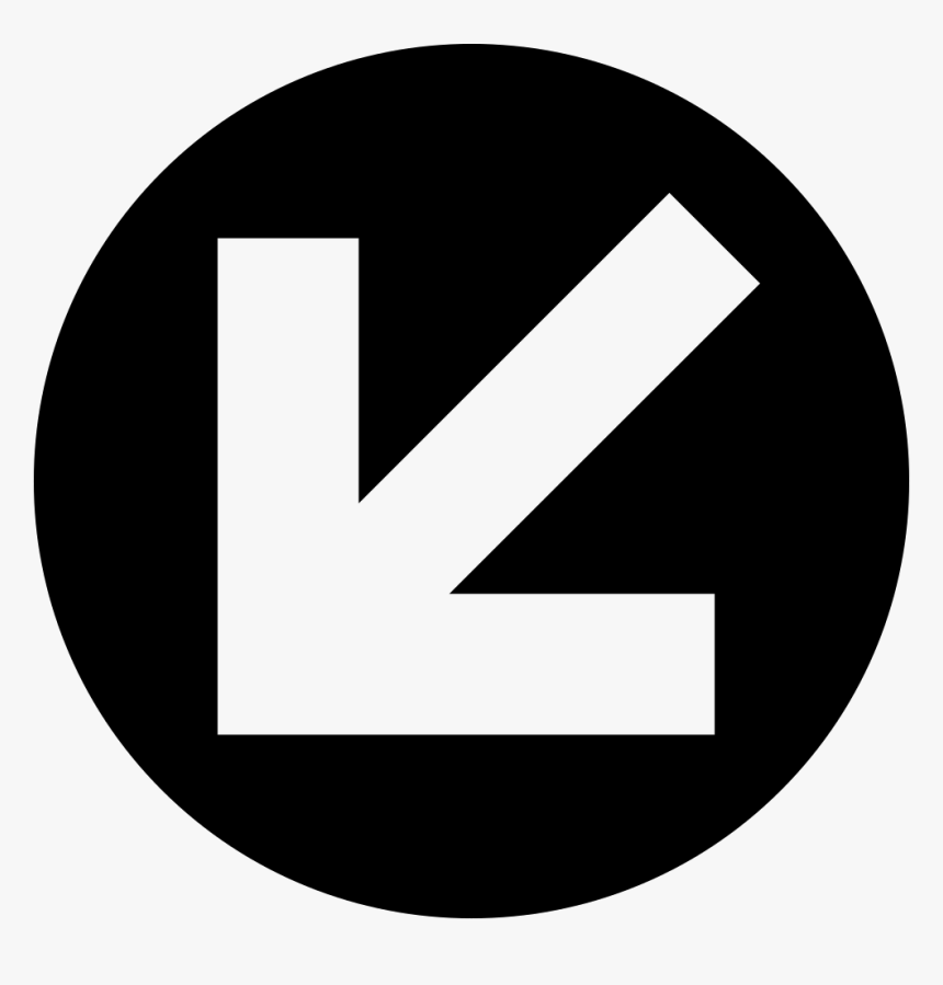 Down Left Arrow In Circular Button - White Arrow Left Pointing Left Circle, HD Png Download, Free Download